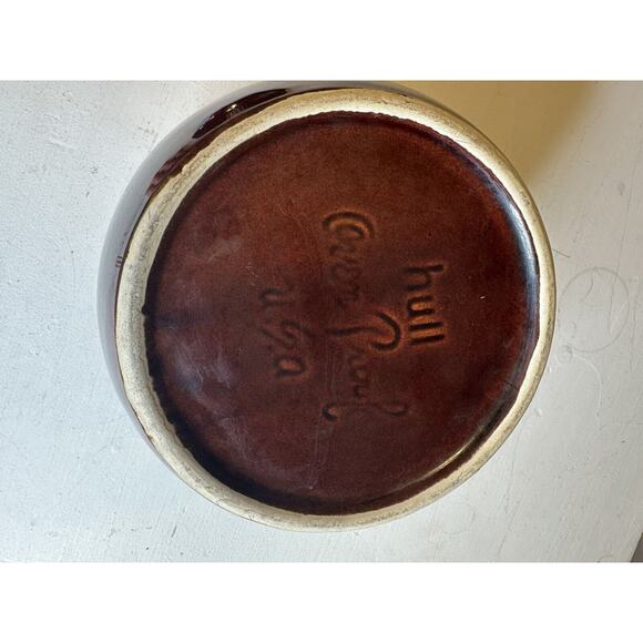 HULL Vintage Oven Proof Brown Drip Glaze Individual Bean Crock Pot Made in USA - Picture 10 of 11